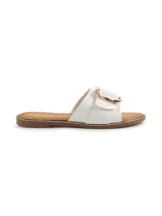 Slipper mit herzförmiger Fassia und dekorativem Goldgürtel Fshoes W148.04 - Fshoes - White