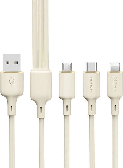 Dudao Regular USB to Lightning Type-C micro USB Cable Beige 1.2m 304004-156311