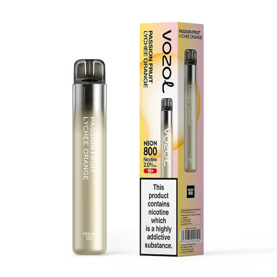Vozol Neon Електронна Еднократна Цигара 800 Вдишвания Passion Fruit 2ml 2mg Оранжева