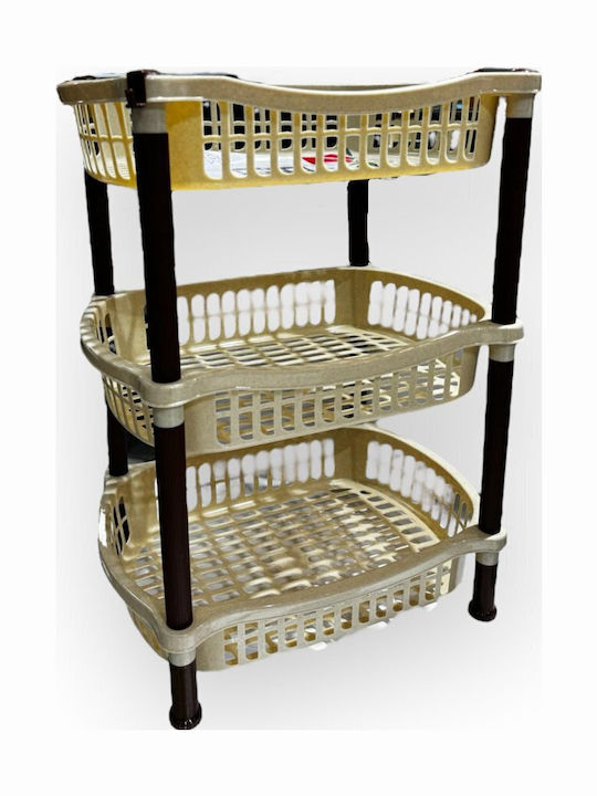 Sidirela Plastic Kitchen Rack 3 Tiers Beige 41x30x54cm