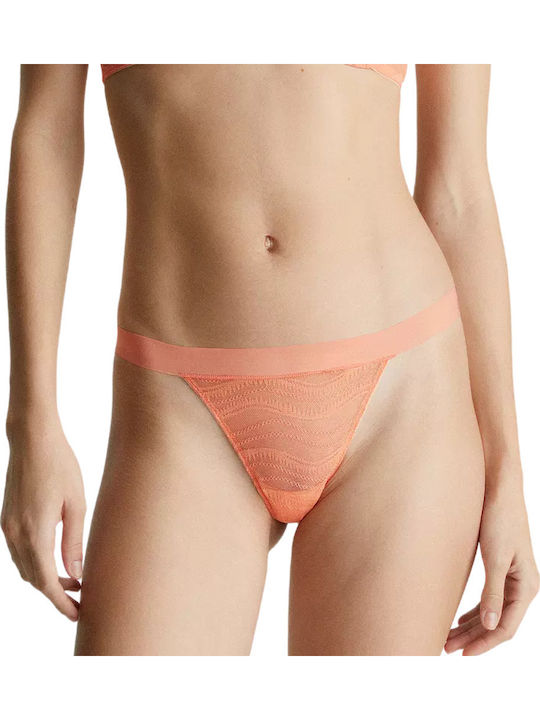 Γυναικείο String με Δαντέλα Πορτοκαλί