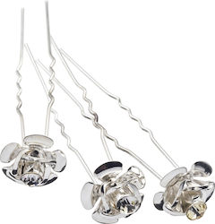 Hairpin Metallic Three-Dimensional Small Flower with Strass