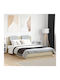 Semi-Double Bed Upholstered with Faux Leather Sonoma Oak with Slats for Mattress 120x200cm