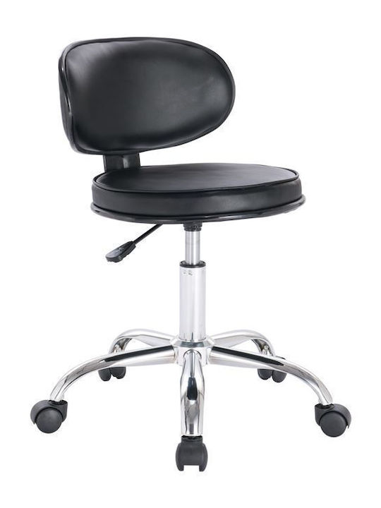 Office Desk Stool with Backrest Black