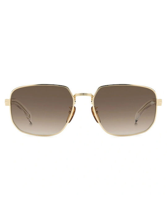 David Beckham Sunglasses with Gold Metal Frame and Brown Gradient Lens DB 7121/G/S LOJ/HA
