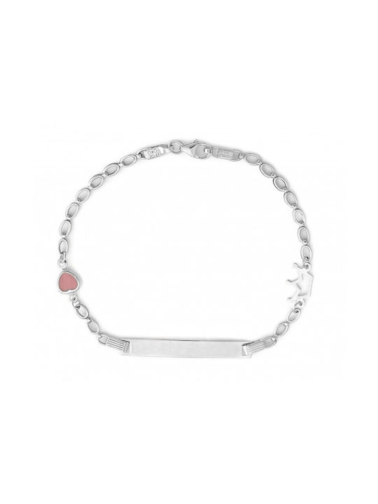 Atofio Kosmima Kids Bracelet from White Gold 9K with Heart & Crown