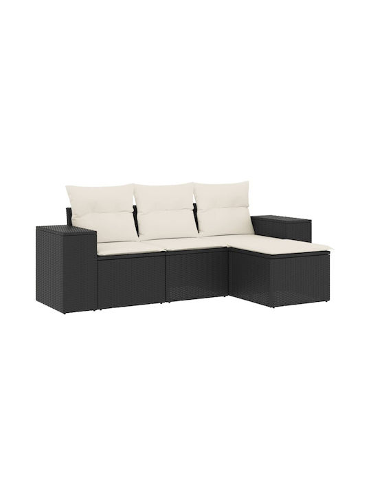 Set Outdoor Lounge Black with Pillows 4pcs