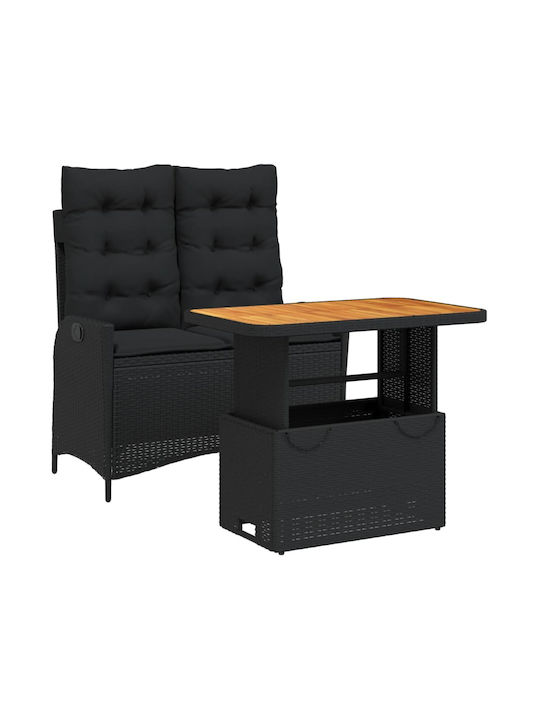 Set Outdoor Dining Black with Pillows 2pcs