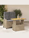 Garden & Outdoor Furniture Sets Dining Room Set 2 Pieces Beige with Pillows