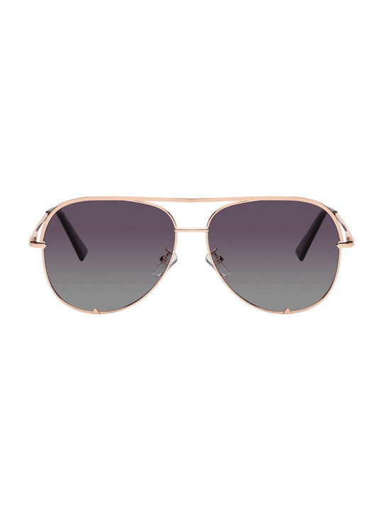 Ochelari de soare cu Rose Gold Din metal Rame și Gri Ochelari de soare Polarizate Lentilă 05-SM-6162-1