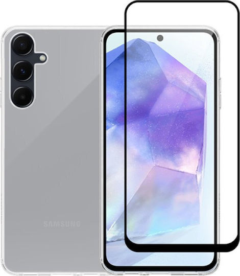 Vivid Set Gelly Back Cover Tempered Glass / Silicone Set with Glass Black (Galaxy A55)