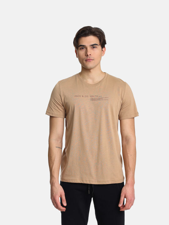 Paco & Co T-shirt Bărbătesc cu Mânecă Scurtă Maro