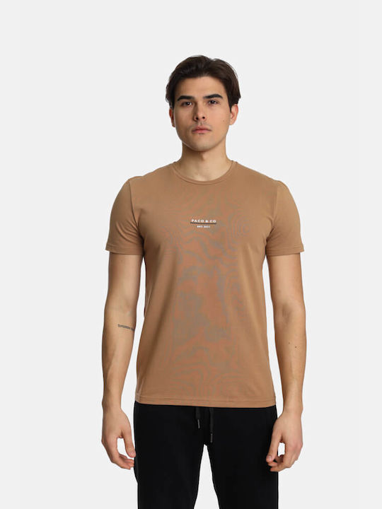 Paco & Co T-shirt Bărbătesc cu Mânecă Scurtă Maro