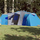 vidaXL Camping Tent Tunnel Blue for 12 People 162x720x200cm