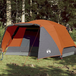 vidaXL Camping Tent Igloo for 6 People 412x370x190cm Grey/Orange