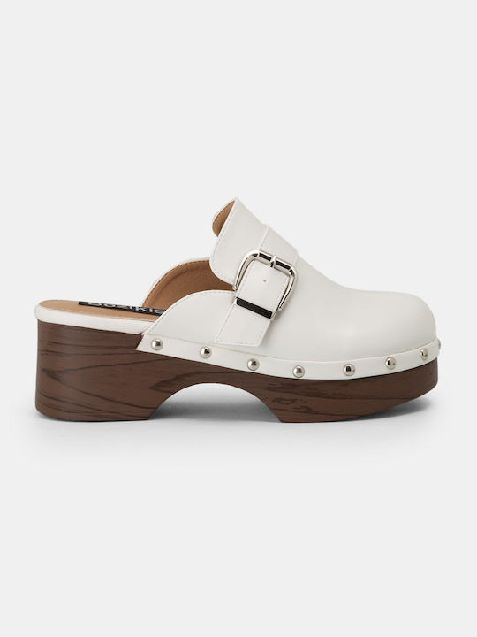 Bozikis Heel Leather Mules White