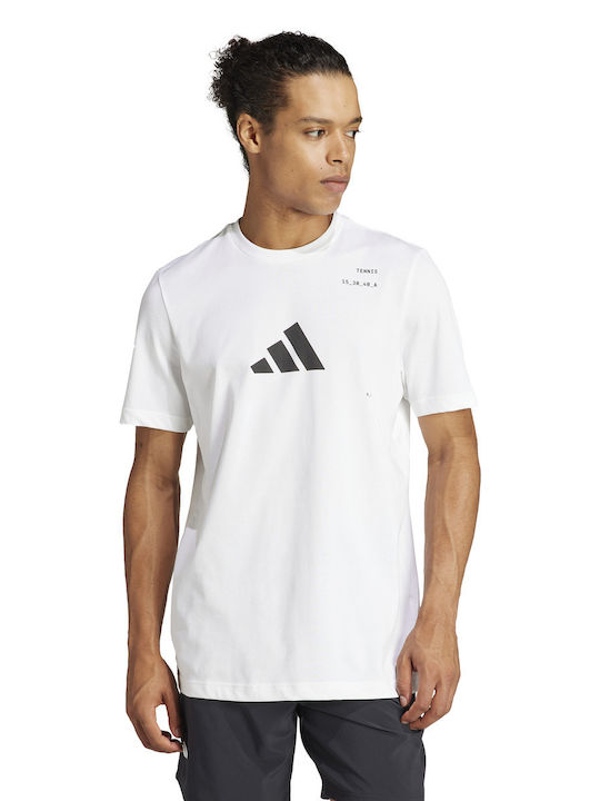 Adidas Bărbați T-shirt Sportiv cu Mânecă Scurtă Alb