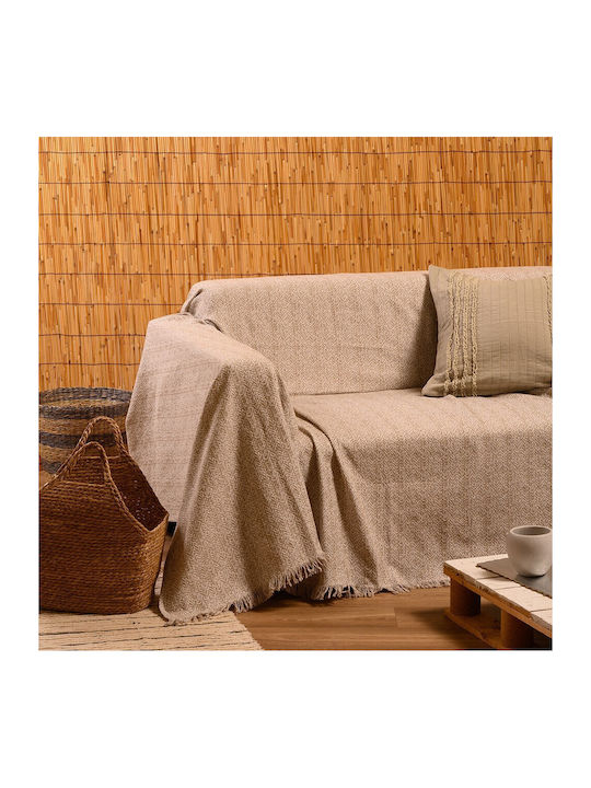 Melinen Dreisitzer-Sofa Wurf Ophelia 180x300cm Beige