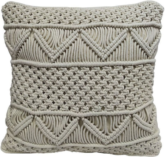 Blanc de Blanc Възглавница Macrame Бежова 40x40см