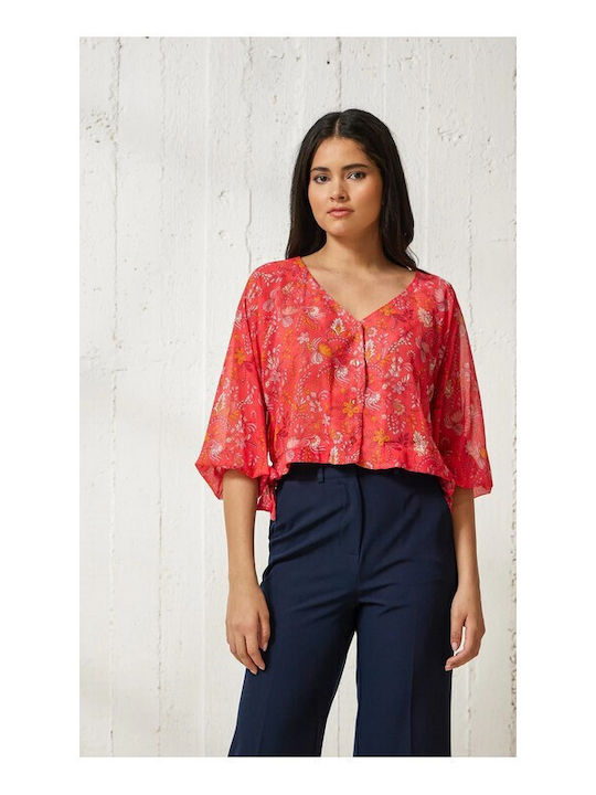 Enzzo Women's Summer Blouse Coral