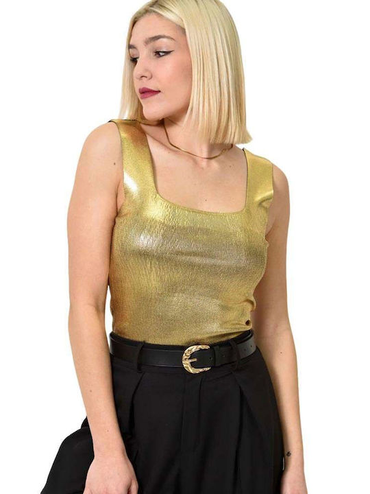 Potre Women's Summer Blouse with Straps GOLD