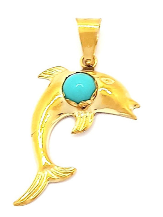 PS Silver Charm Ζωάκι από Χρυσό 14Κ Τιρκουάζ