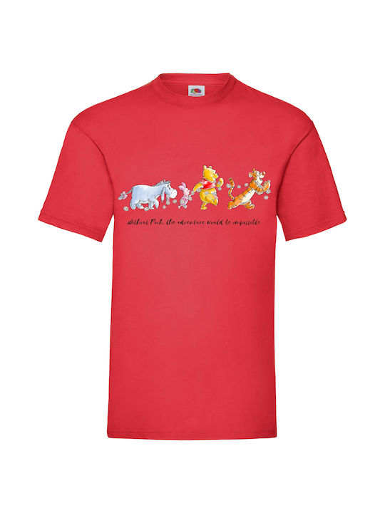 Fruit of the Loom Winnie The Pooh And Friends Original T-shirt Red Cotton