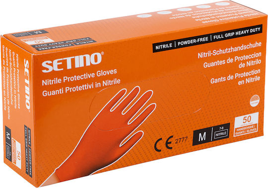Setino Nitrile Orange Γάντια Νιτριλίου Μιας Χρήσης En 420, En 374, En 455, En 16523-1