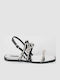 Women's Flat Sandals with Strap in Black Color