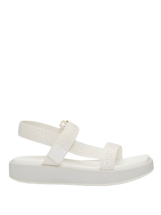 Hugo Women's Flat Sandals in White Color