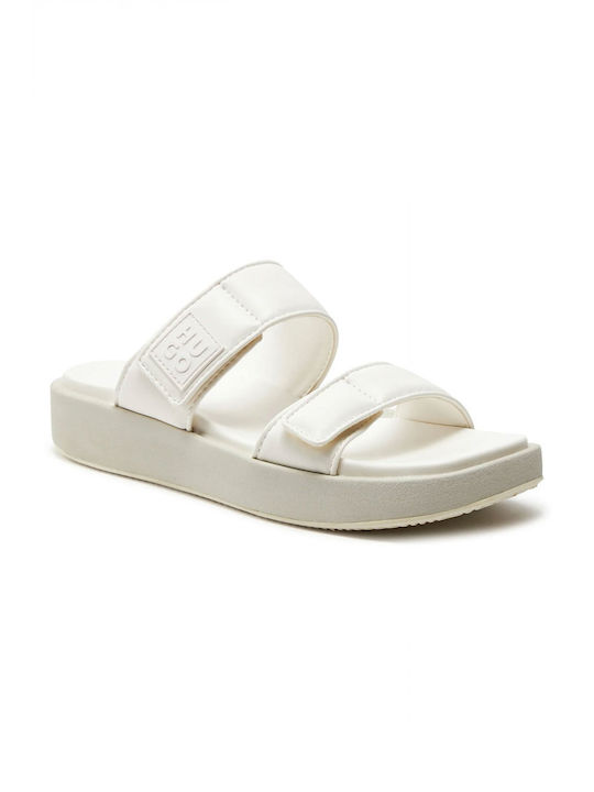 Hugo Damen Flache Sandalen in Weiß Farbe