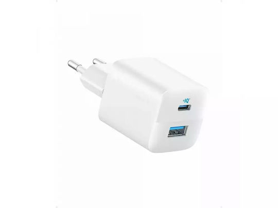 Anker Încărcător Fără Cablu cu Port USB-A și Port USB-C 33W Livrarea energiei Albς (323 Ultra-Compact)