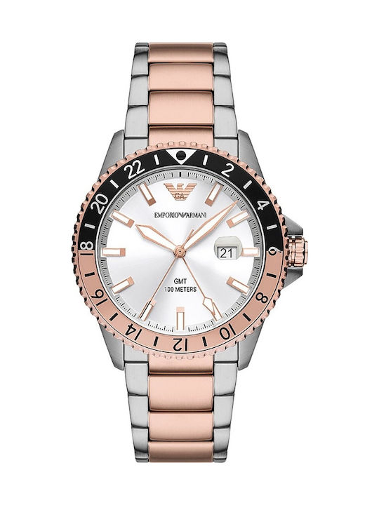 Emporio Armani Diver Ceas Barbati Cronograf Mecanism Baterie cu Brățară din Metal Rose Gold