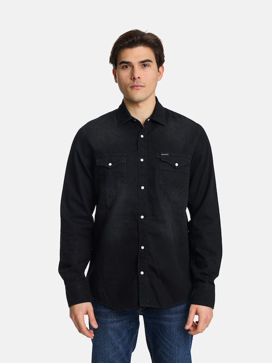 Paco & Co Men's Shirt Long Sleeve Denim Black