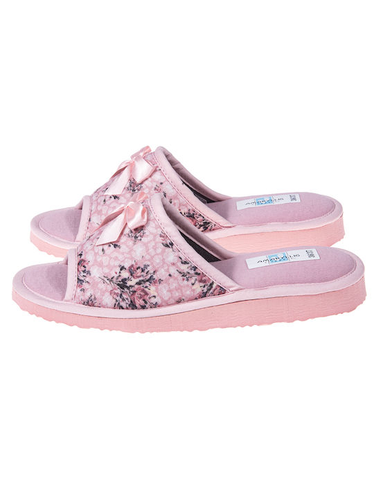 Amaryllis Slippers Leder Winter Damen Hausschuhe in Rosa Farbe