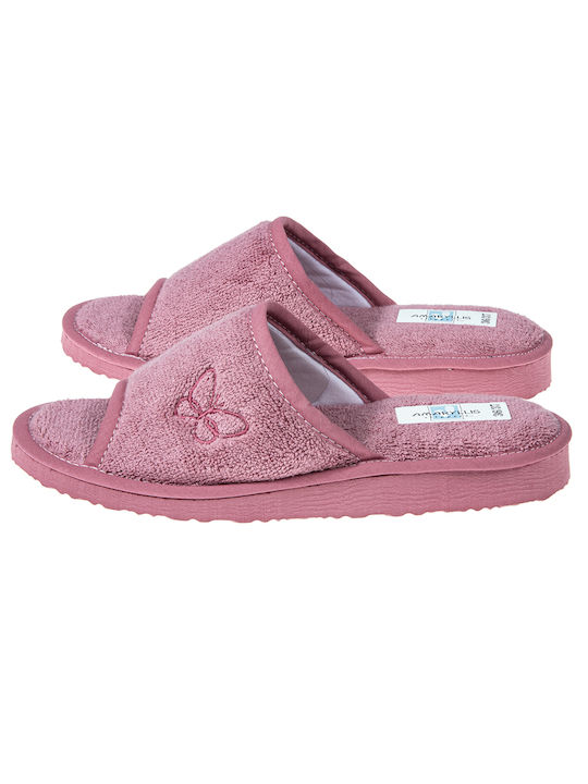 Amaryllis Slippers Frottee Winter Damen Hausschuhe in Rosa Farbe
