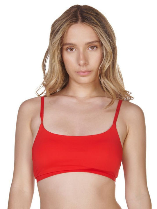 Blu4u Sports Bra Bikini Top with Adjustable Straps RED