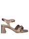 Caprice Leather Women's Sandals Brown with Chunky Medium Heel