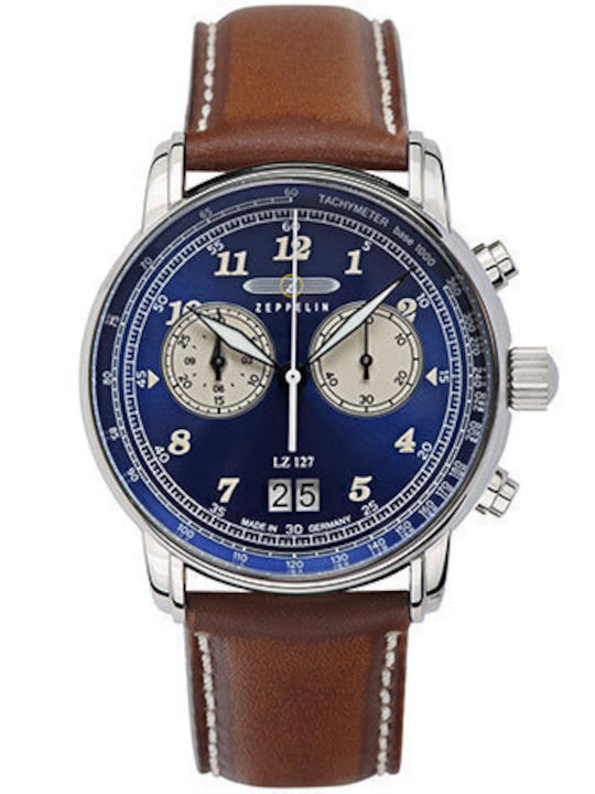 Damen Uhr Chronograph mit Braun Lederarmband