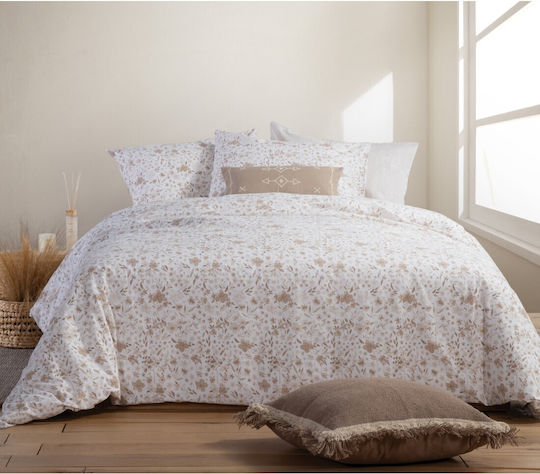 Nef-Nef Homeware Bettwäsche-Set King Size mit Gummiband 180x200+35cm. Valia 035244 Beige 4Stück