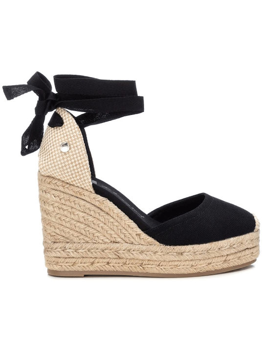 Xti Platforme dama în stil espadrile Negre