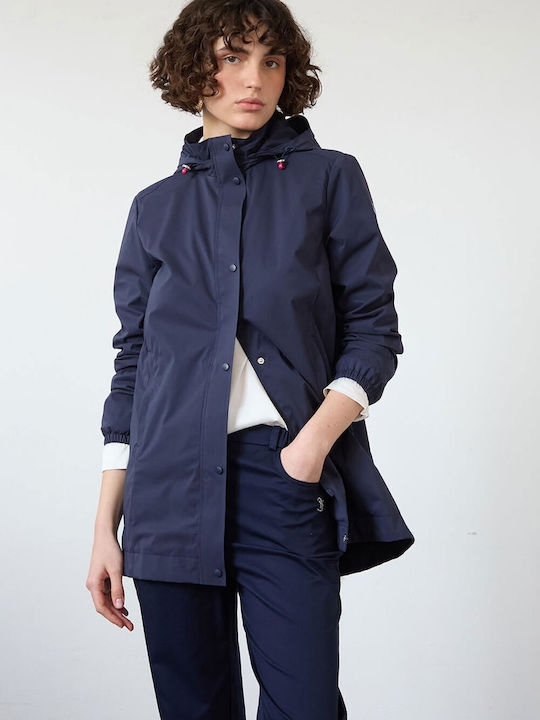 Bill Cost Women's Short Parka Jacket Windproof for Spring or Autumn Blue
