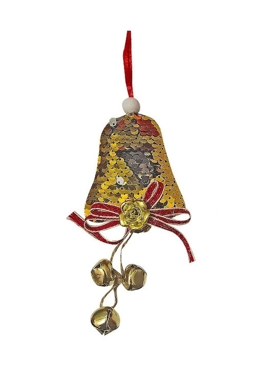 Χτιστουγεννιάτικη Christmas Hanging Bell With Gold Dust With Beads