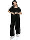 Women's Black Set with Trousers in Loose Fit