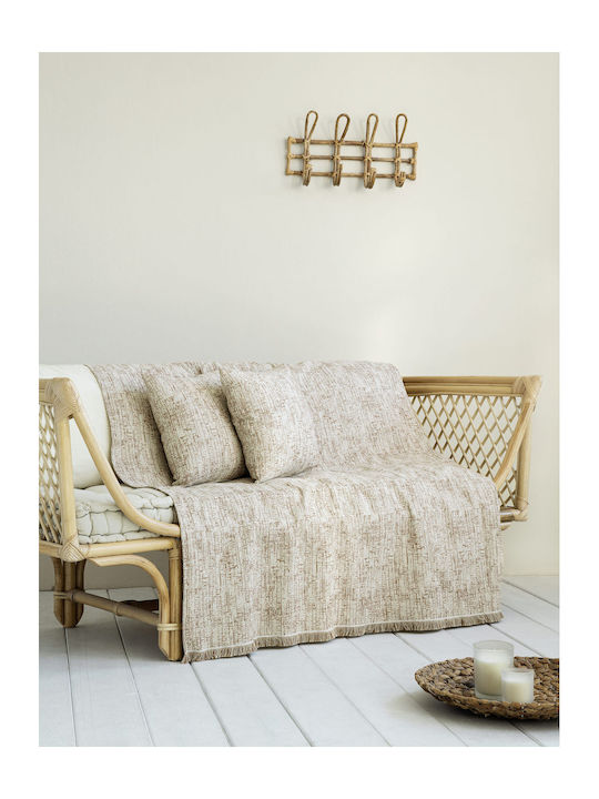 Nima Swipe Ριχτάρι Τριθέσιου Καναπέ Δύο 'Οψεων 180x300εκ. Latte 33641