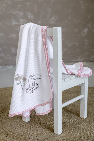 Nima Blanket Cot Toco Toucan Waffle Pink Pink 110x140cm
