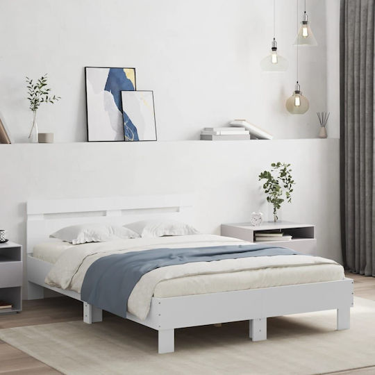 Pat Semi-dublu Alb cu Lamele pentru Saltea 120x190cm