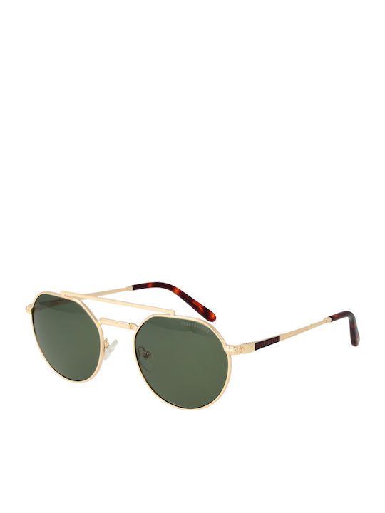 Funky Buddha Unisex Sunglasses with Gold Frame and Green Polarized Lens FBS2057/003