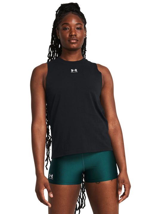 Under Armour Damen Sportlich Baumwolle Bluse Ärmellos Black