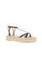 Ralph Lauren Damen Flache Sandalen in Braun Farbe